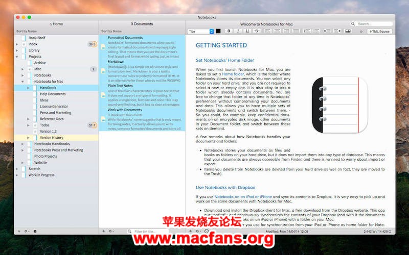 Notebooks 2.0.2 破解版 Mac 强大的文档管理和日程备忘工具